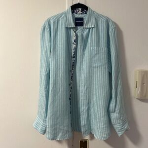 Tommy Bahama Men’s Blue Linen Long Sleeve Shirt Size Small